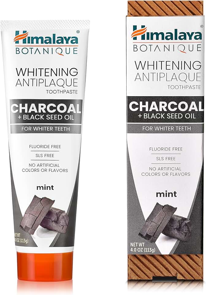 Whitening Antiplaque Toothpaste CHARCOAL + BLACK SEED OIL, Himalaya (Отбеливающая зубная паста против зубного налета С УГЛЕМ И МАСЛОМ ЧЕРНОГО ТМИНА, Хималая), 113 г.