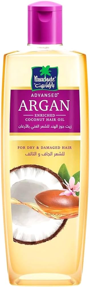 ARGAN enriched Coconut HAIR OIL, Parachute (Кокосовое масло ДЛЯ ВОЛОС, обогащенное АРГАНОЙ, для сухих и поврежденных волос, Парашют), 200 мл.