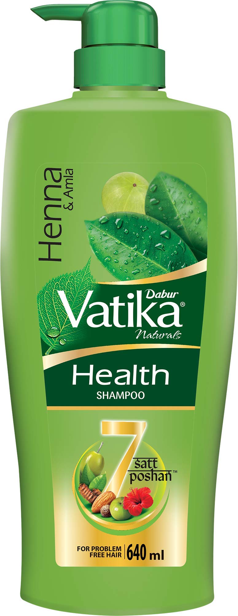 Vatika Health Shampoo HENNA & AMLA, Dabur (Ватика шампунь для оздоровления волос ХНА И АМЛА, Дабур), с дозатором, 640 мл.