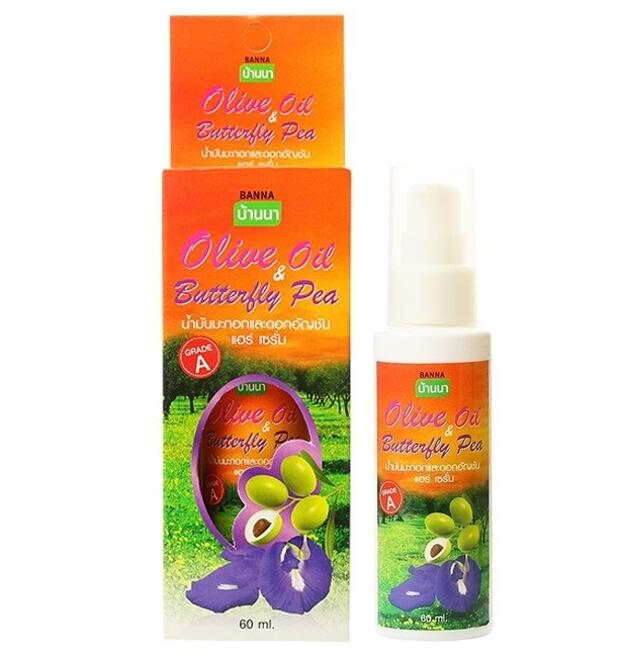 OLIVE OIL & BUTTERFLY PEA Hair Serum, Banna (Сыворотка для волос С ОЛИВКОВЫМ МАСЛОМ И МОТЫЛЬКОВЫМ ГОРОШКОМ, Банна), 60 мл.