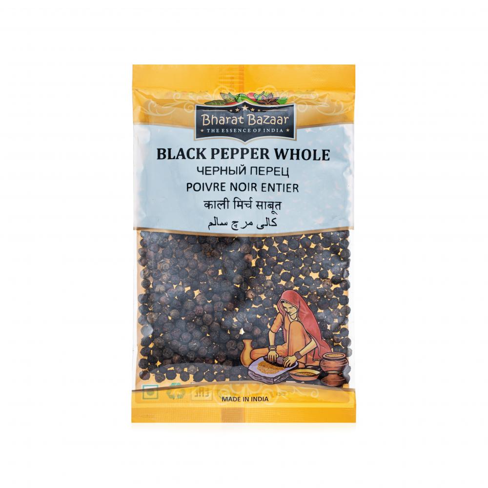 BLACK PEPPER WHOLE Bharat Bazaar (Черный перец, горошек, Бхарат Базар), 50 г. - СРОК ГОДНОСТИ ДО 1 ОКТЯБРЯ 2024 ГОДА