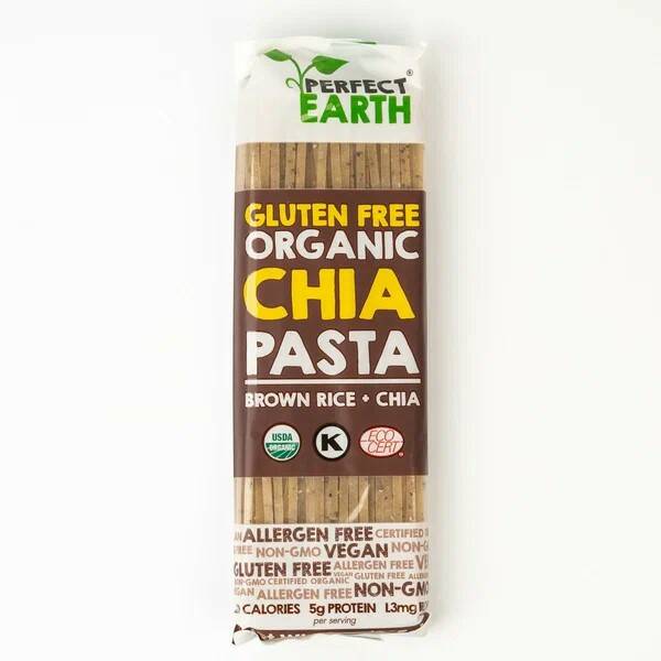 Gluten Free Organic CHIA PASTA, Brown Rice + Chia, Perfect Earth (Органическая РИСОВАЯ ЛАПША - Коричневый рис с семенами Чиа), 225 г.