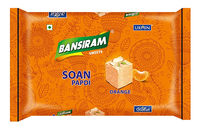 Soan Papdi ORANGE Bansiram Sweets (Соан папди с АПЕЛЬСИНОМ, Бансирам), 250 г.