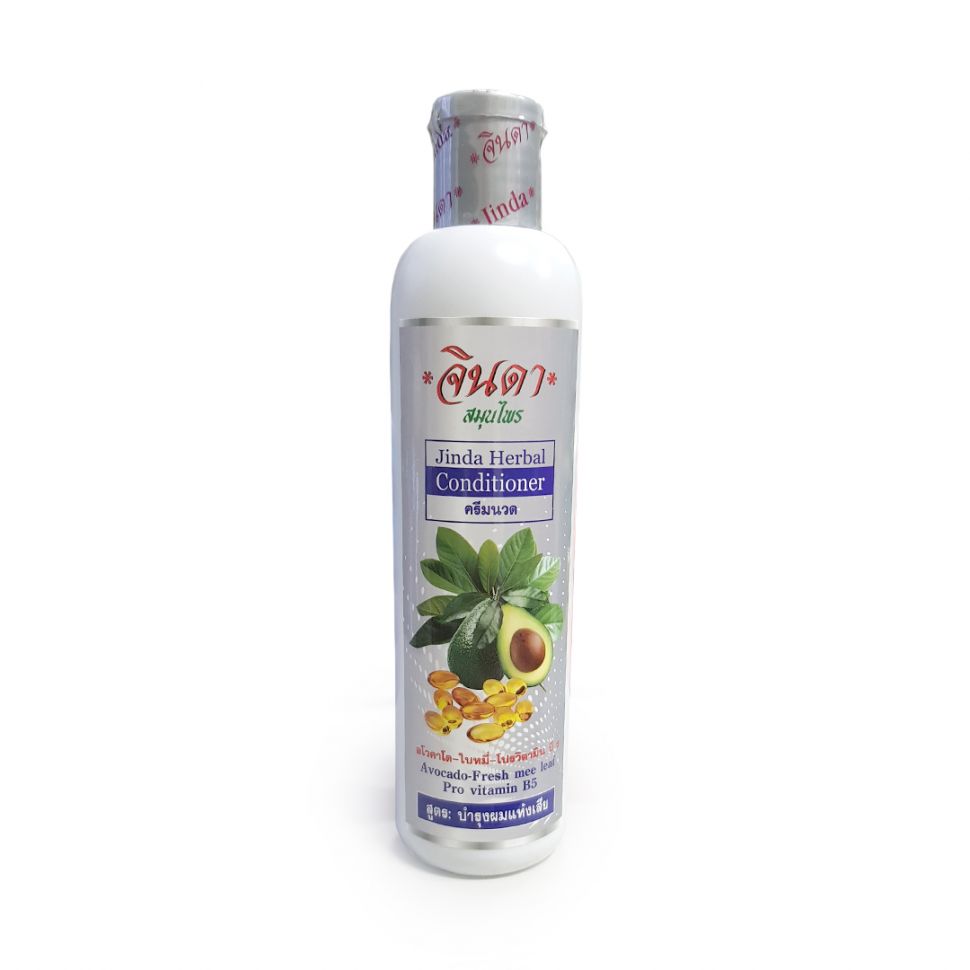 Jinda Herbal Conditioner AVOCADO-FRESH MEE LEAF, Pro vitamin B5, Jinda (Травяной кондиционер для укрепления волос с АВОКАДО, Джинда), 250 мл.