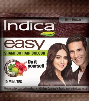 Indica EASY Dark Brown Shampoo hair colour (Окрашивание за 10 минут, шампунь-краска для волос Темно-Коричневый, Индика), 18 мл.