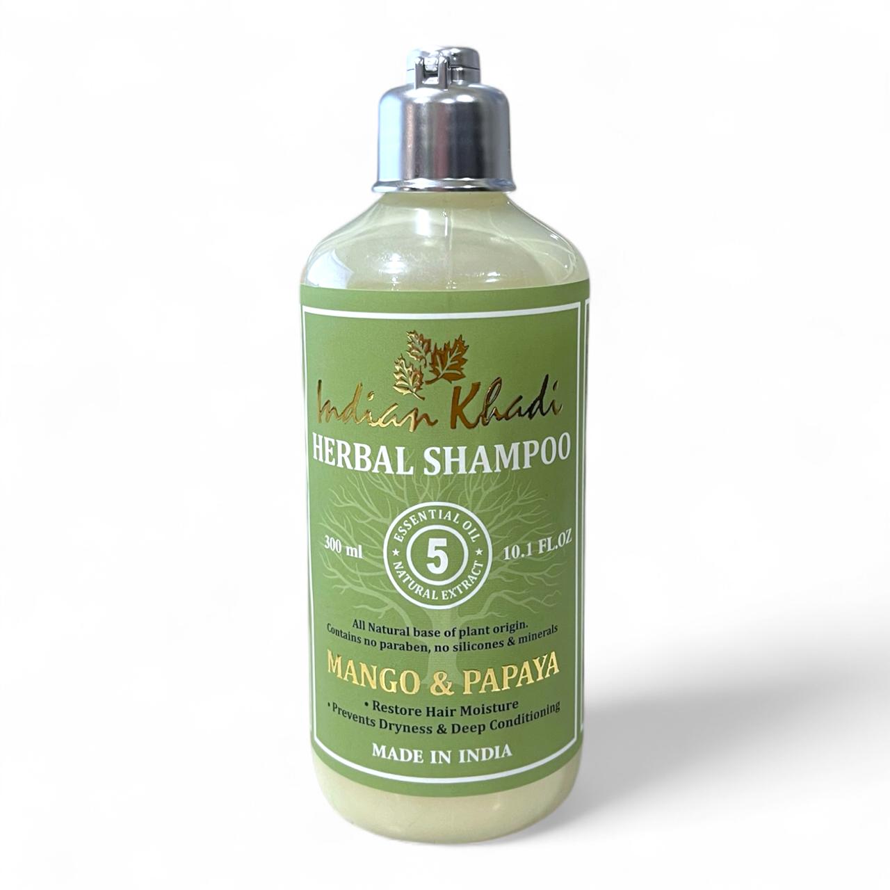 Herbal Shampoo MANGO AND PAPAYA, Indian Khadi (Травяной Шампунь МАНГО И ПАПАЙЯ, Укрепление и питание, Индиан Кхади), 300 мл.