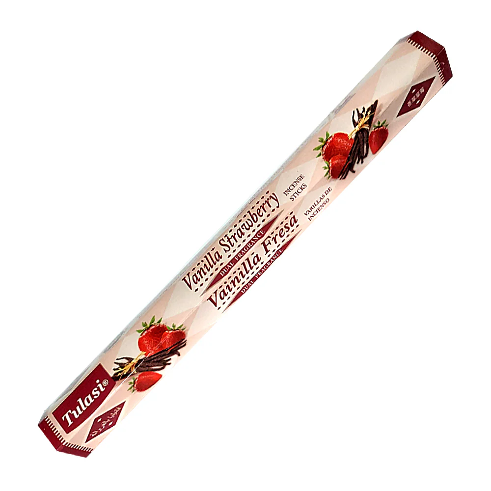 Tulasi VANILLA STRAWBERRY Dual Fragrance Incense Sticks, Sarathi (Туласи благовония ВАНИЛЬ КЛУБНИКА, Саратхи), уп. 20 палочек.