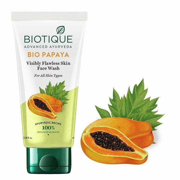BIO PAPAYA Visibly Flawless Skin Face Wash, Biotique (ПАПАЙЯ Гель для умывания, для всех типов кожи, Биотик), 150 мл.
