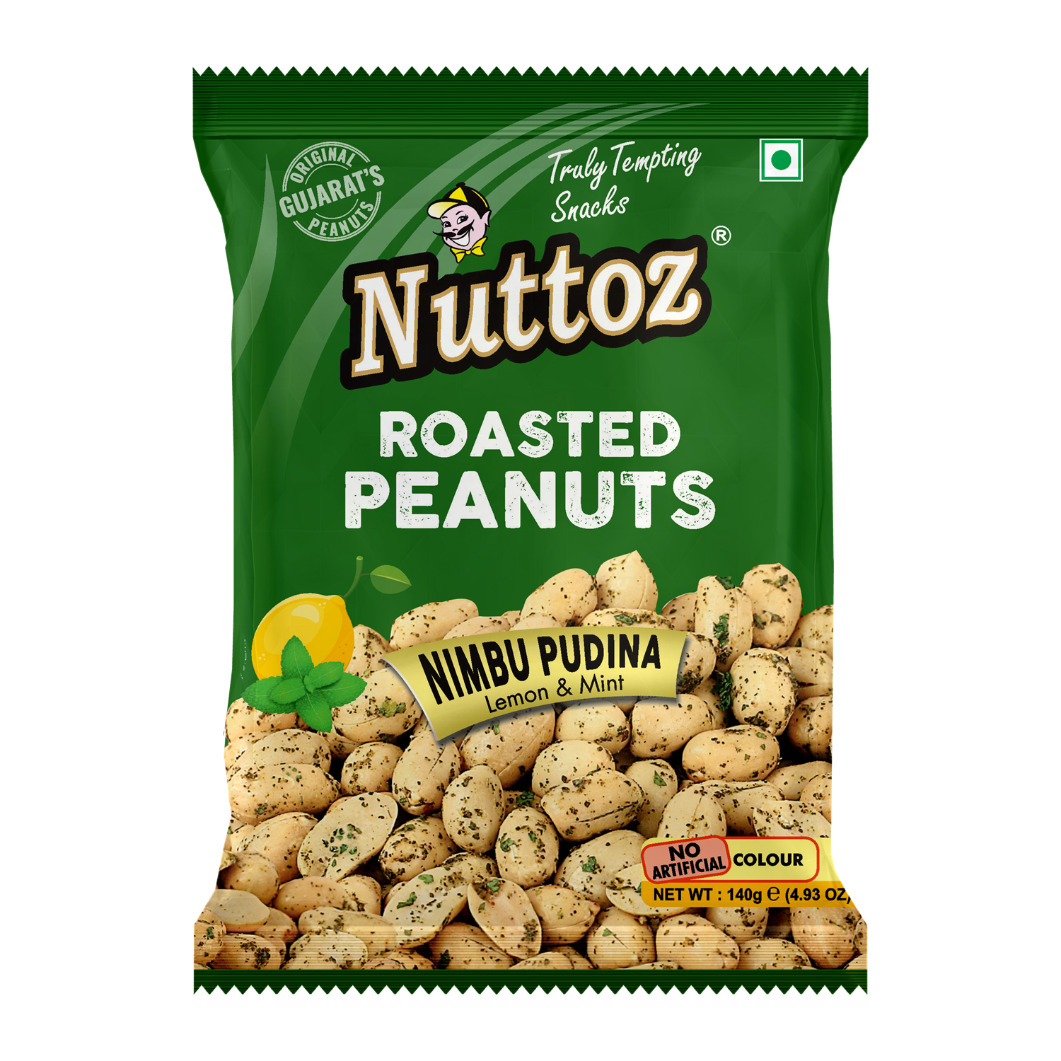 Roasted Peanuts NIMBU PUDINA, Nuttoz (Жареный арахис НИМБУ ПУДИНА лимон и мята, Наттоз), 140 г.