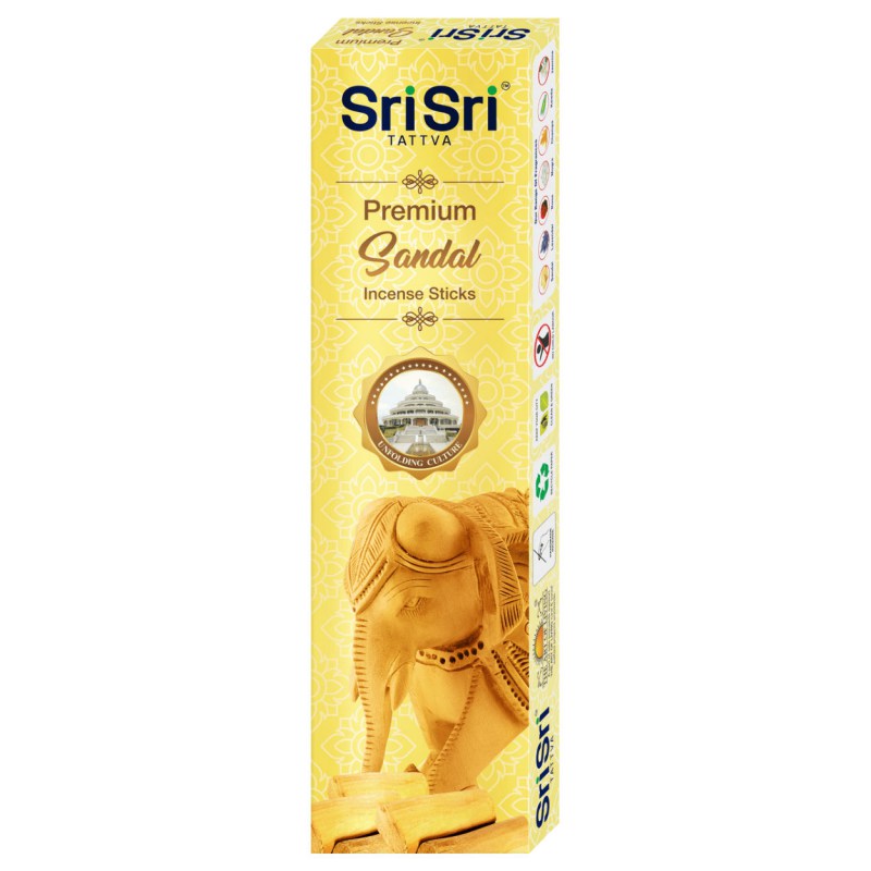 Premium SANDAL Incense Sticks, Sri Sri Tattva (Премиум САНДАЛ благовония, Шри Шри Таттва), 100 г.