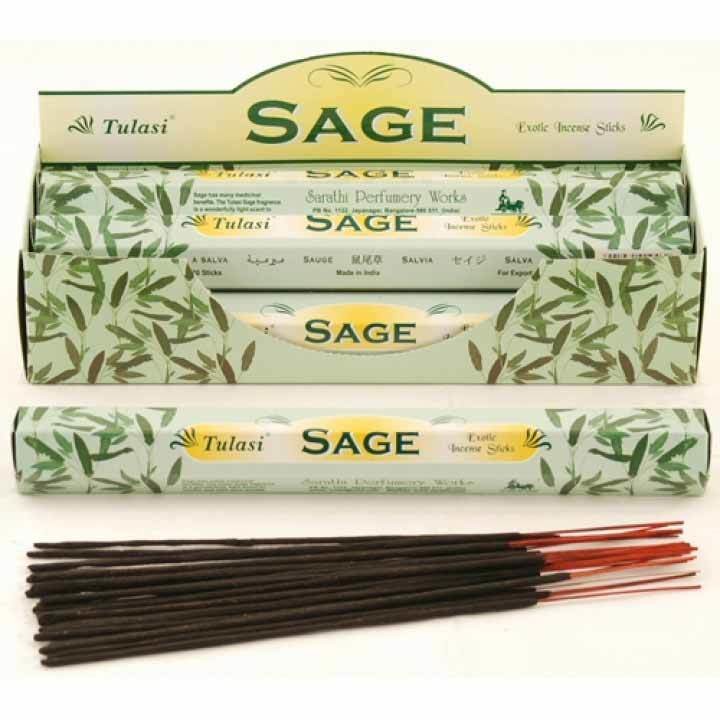 Tulasi SAGE Exotic Incense Sticks, Sarathi (Туласи благовония ШАЛФЕЙ, Саратхи), уп. 20 палочек.
