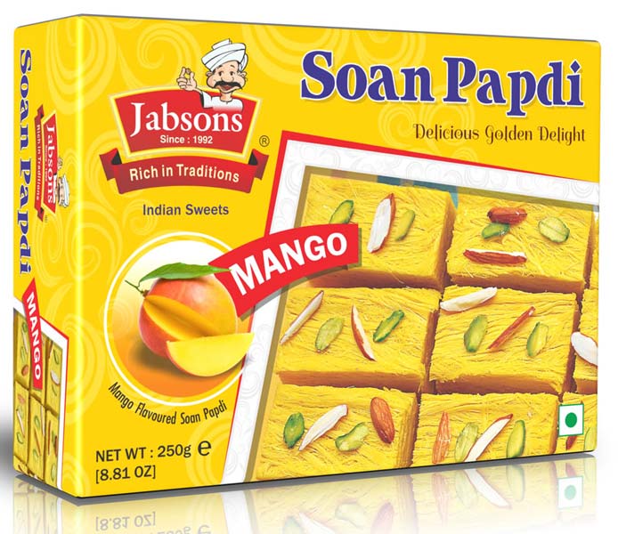 Soan Papdi MANGO, Jabsons (Соан Папди МАНГО, индийские воздушные сладости, Джабсонс), 250 г.