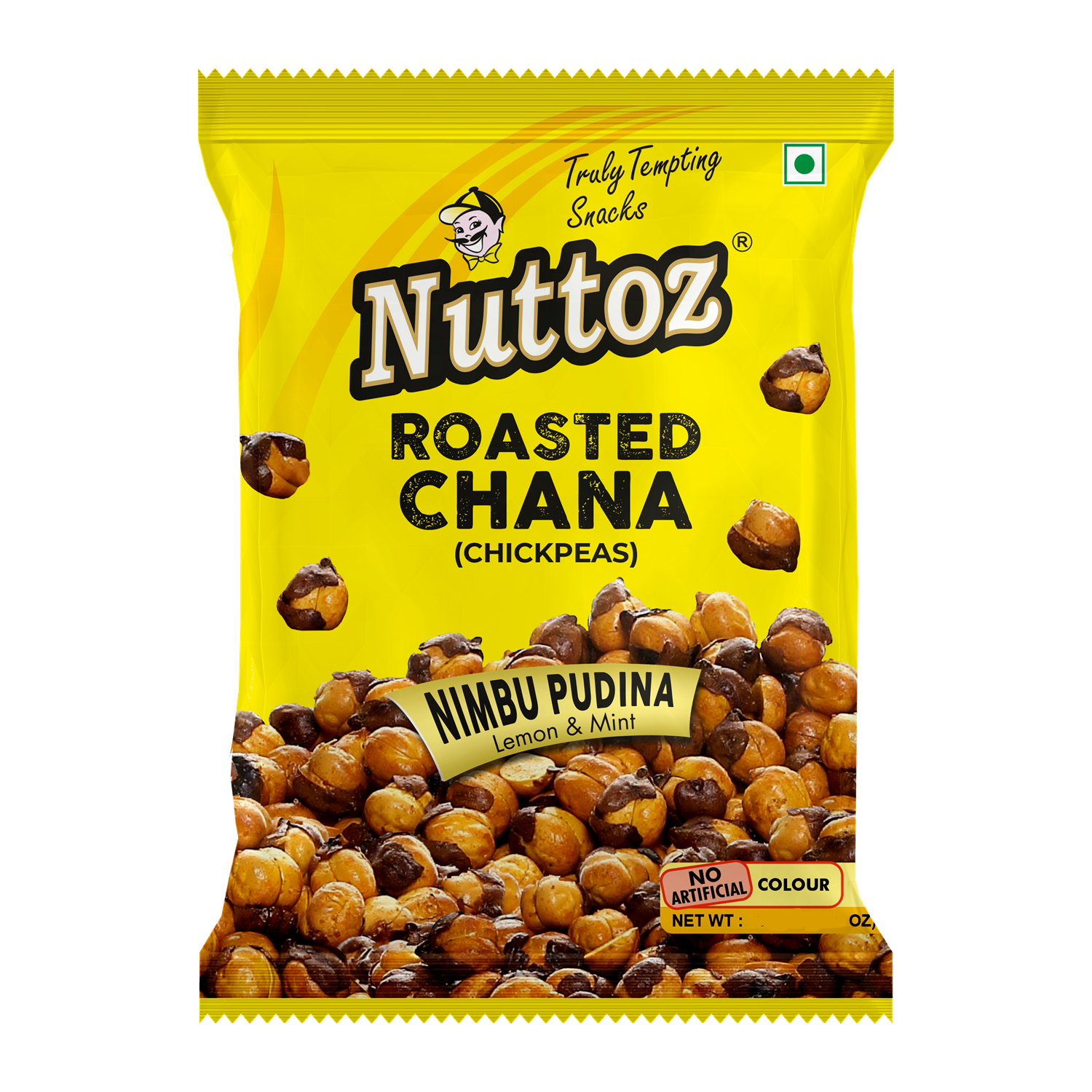 Roasted Chana NIMBU PUDINA Chickpeas, Nuttoz (Жареная чана, нут НИМБУ ПУДИНА лимон и мята, Наттоз), 25 г.