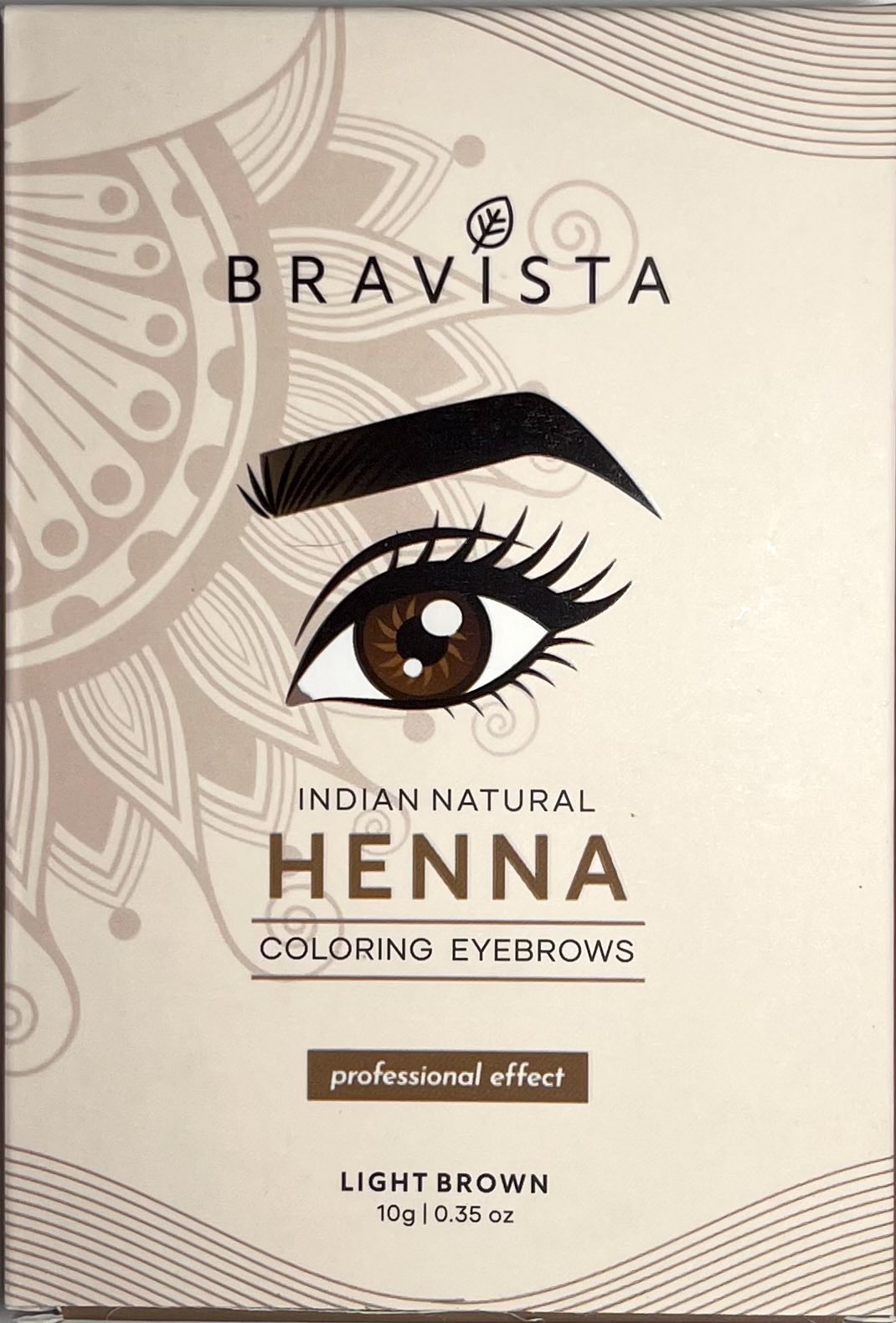 Indian natural HENNA, coloring eyebrows, LIGHT BROWN, Bravista (Индийская натуральная ХНА, краска для бровей, СВЕТЛО-КОРИЧНЕВЫЙ, Брависта), 10 г.
