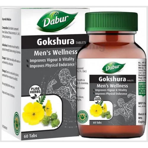 GOKSHURA tablets, Men's Wellness, Dabur (ГОКШУРА таблетки, Мужское здоровье, Дабур), СТЕКЛО, 60 таб.