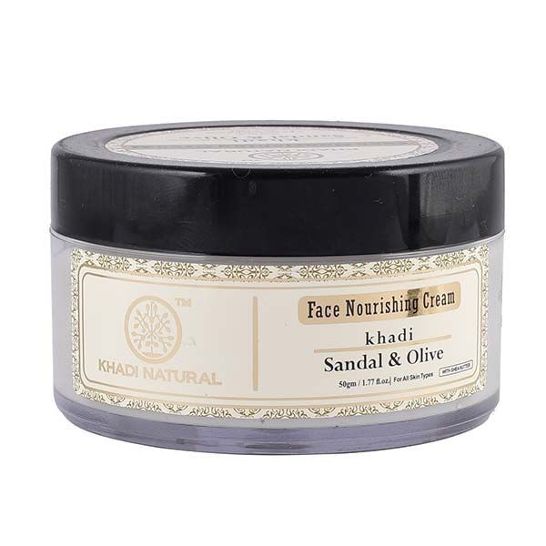 Face Nourishing Cream SANDAL & OLIVE with SHEA BUTTER, Khadi Natural (Питательный крем для лица САНДАЛ И ОЛИВКА C МАСЛОМ ШИ, Для всех типов кожи, Кхади Нэчрл), 50 г.