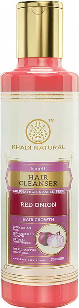 Khadi Hair Cleanser RED ONION Sulphate & Paraben Free, Khadi Natural (Кхади шампунь КРАСНЫЙ ЛУК БЕЗ СУЛЬФАТОВ И ПАРАБЕНОВ, Кхади Нэчрл), 210 м - СРОК ГОДНОСТИ ДО 31 МАЯ 2024 ГОДА