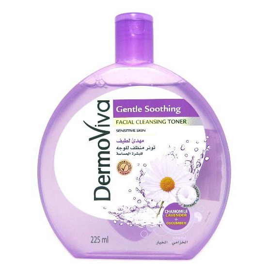 DermoViva GENTLE SOOTHING Facial Cleansing Toner, Dabur (Тоник для очистки кожи лица НЕЖНЫЙ УСПОКАИВАЮЩИЙ для чувствительной кожи, Дабур), 225 мл.