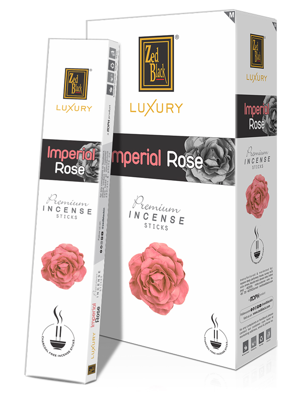 Luxury IMPERIAL ROSE Premium Incense Sticks, Zed Black (Лакшери КОРОЛЕВСКАЯ РОЗА премиум благовония палочки, Зед Блэк), уп. 15 г.