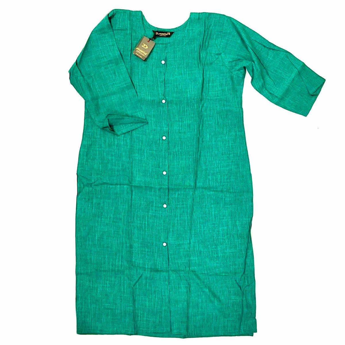 Туника женская ЗЕЛЕНАЯ, декорирована пуговицами (хлопок+синтетика, 4XL), Poppins, 1 шт.