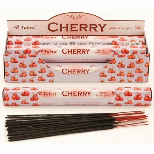 Tulasi CHERRY Fruity Incense Sticks, Sarathi (Туласи благовония ВИШНЯ, Саратхи), уп. 20 палочек.