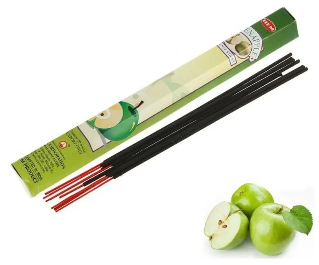 Hem Incense Sticks GREEN APPLE (Благовония ЗЕЛЕНОЕ ЯБЛОКО, Хем), уп. 20 палочек.