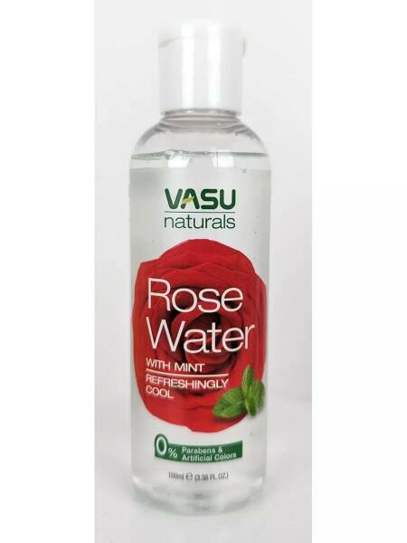 ROSE WATER with mint, VASU (Освежающая и охлаждающая РОЗОВАЯ ВОДА С МЯТОЙ, Васу), 100 мл.