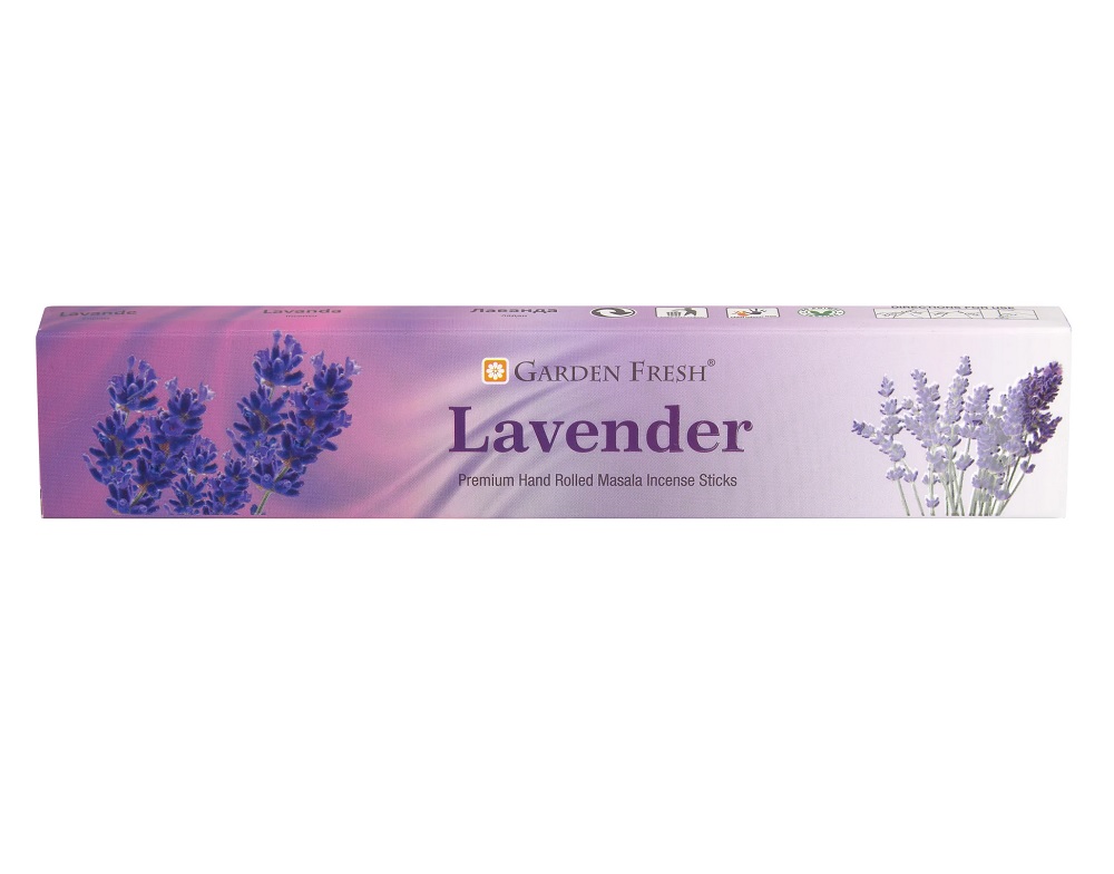 LAVENDER Premium Hand Rolled Masala Incense Sticks, Garden Fresh (ЛАВАНДА премиальные масала благовония ручного изготовления, Гарден Фреш), уп. 15 г.
