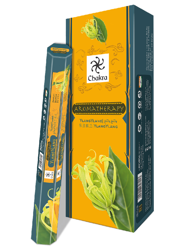 Chakra Aromatherapy YLANG YLANG Premium Incense Sticks, Zed Black (Чакра Ароматерапия ИЛАНГ ИЛАНГ премиум благовония палочки, Зед Блэк), уп. 20 палочек.