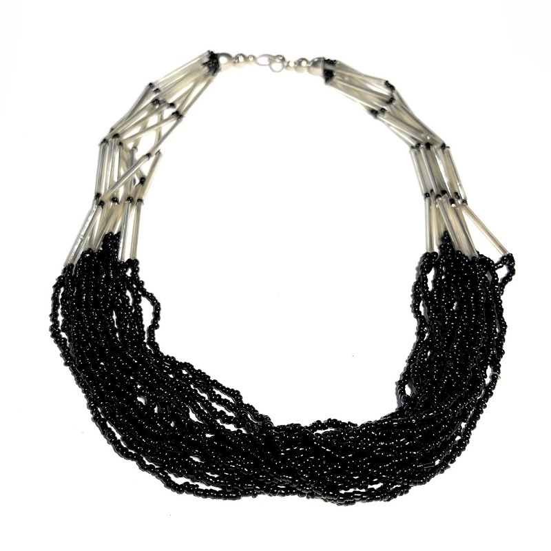 Ожерелье С ЧЕРНЫМ БИСЕРОМ (металл, бисер, ручная работа, длина нити 46-48 см.), 1 шт.