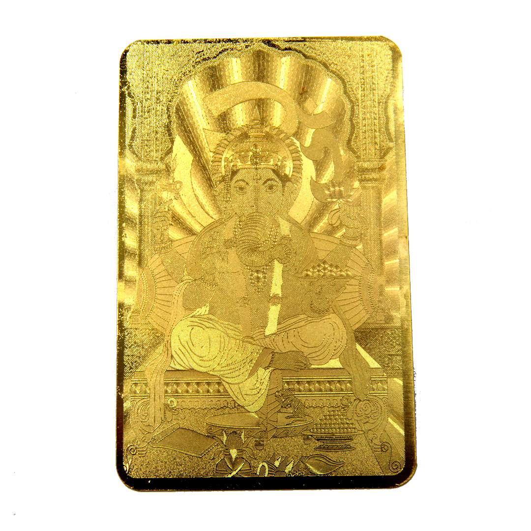 Янтра ГАНЕША С ОМКАРОЙ DDM01-1 (металл, под золото), размер 5x8 см.
