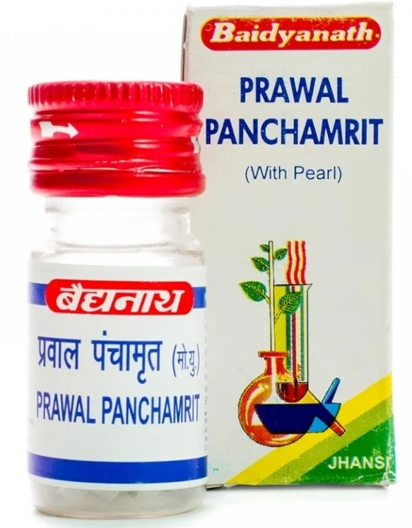 PRAWAL PANCHAMRIT with Pearl, Baidyanath (ПРАВАЛ ПАНЧАМРИТ с жемчугом, Бадьянатх), 25 таб.