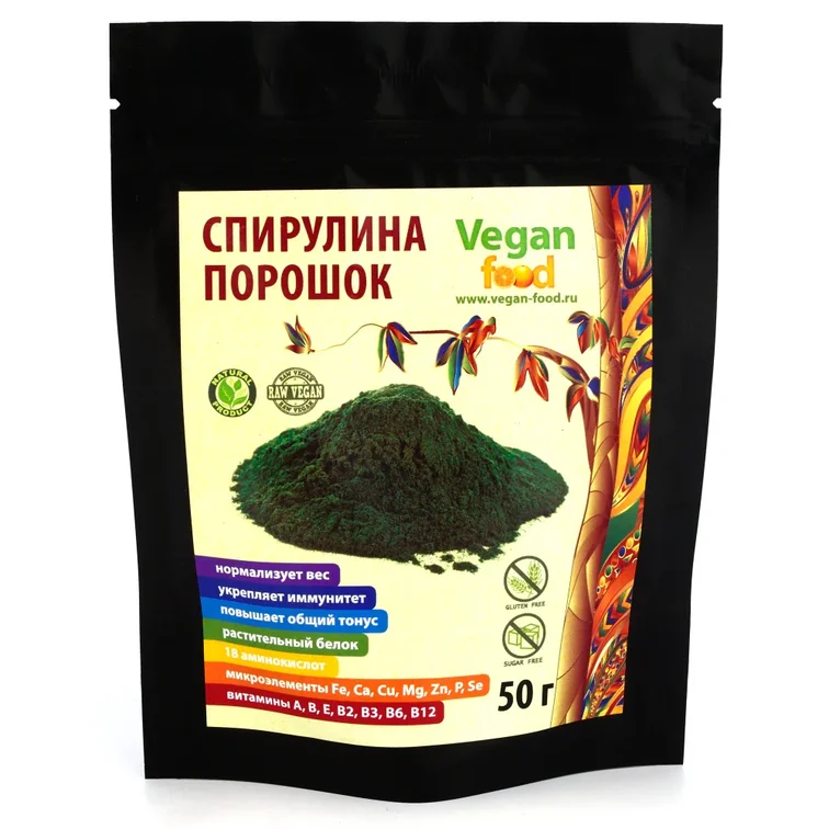 СПИРУЛИНА ПОРОШОК, Vegan Food, 50 г.