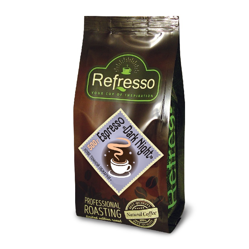 Espresso DARK NIGHT, Refresso (Эспрессо "ДАРК НАЙТ" кофе темной обжарки, МОЛОТЫЙ, Рефрессо), 500 г.