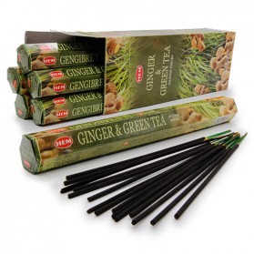 Hem Incense Sticks GINGER GREEN TEA  (Благовония ИМБИРЬ - ЗЕЛЕНЫЙ ЧАЙ, Хем), уп. 20 палочек.