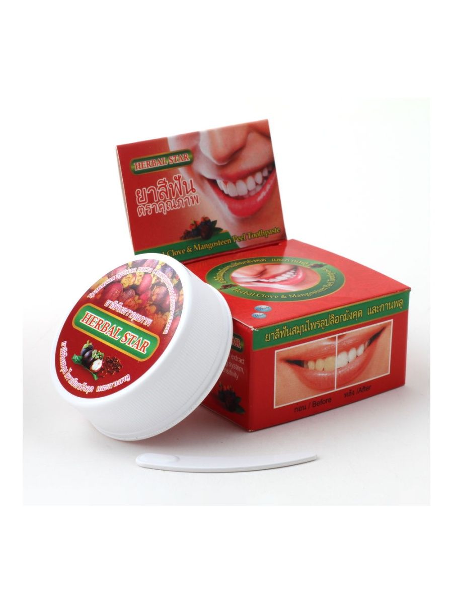 Herbal CLOVE & MANGOSTEEN PEEL Toothpaste, Herbal Star (Зубная паста из кожуры мангостина и гвоздики), шайба, 30 г.