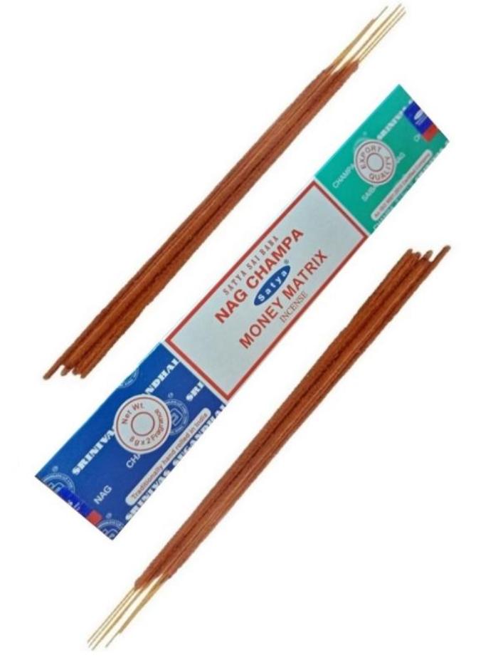 Satya COMBO NAG CHAMPA + MONEY MATRIX (Благовония КОМБО НАГ ЧАМПА + ДЕНЕЖНАЯ МАТРИЦА, Сатья), 16 г.