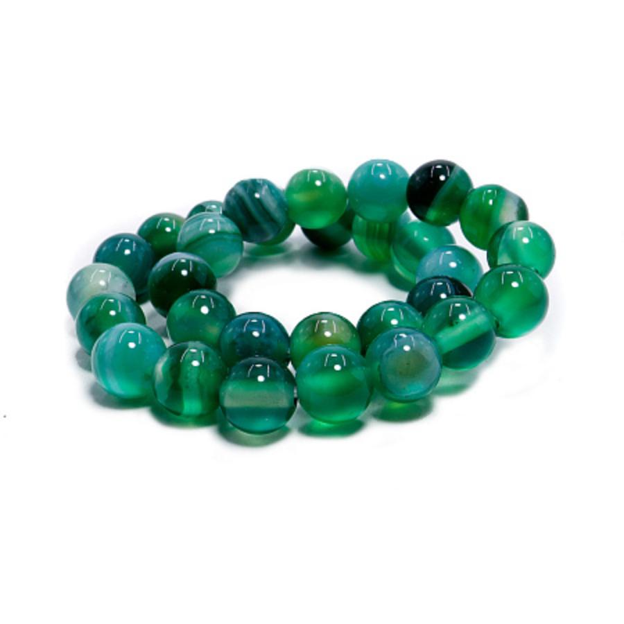 Браслет из камня ЗЕЛЁНЫЙ АГАТ, на резинке - дарует карьерный рост и взаимовыгодное сотрудничество (бусины 5-6 мм.), 1 шт.