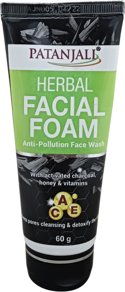 HERBAL FACIAL FOAM Anti-Pollution Face Wash, Patanjali (ТРАВЯНАЯ ПЕНКА ДЛЯ умывания лица с защитой от загрязнения, с активированным углем, медом и витаминами, Патанджали), 60 г.