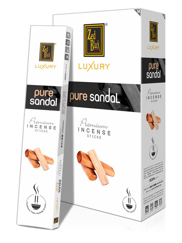Luxury PURE SANDAL Premium Incense Sticks, Zed Black (Лакшери ЧИСТЫЙ САНДАЛ премиум благовония палочки, Зед Блэк), уп. 15 г.