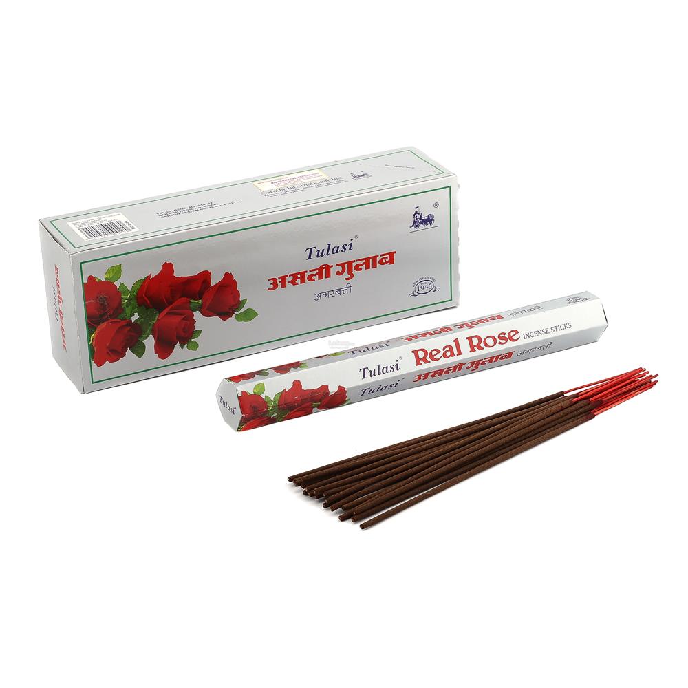 Tulasi REAL ROSE Incense Sticks, Sarathi (Туласи благовония НАСТОЯЩАЯ РОЗА, Саратхи), уп. 20 палочек.