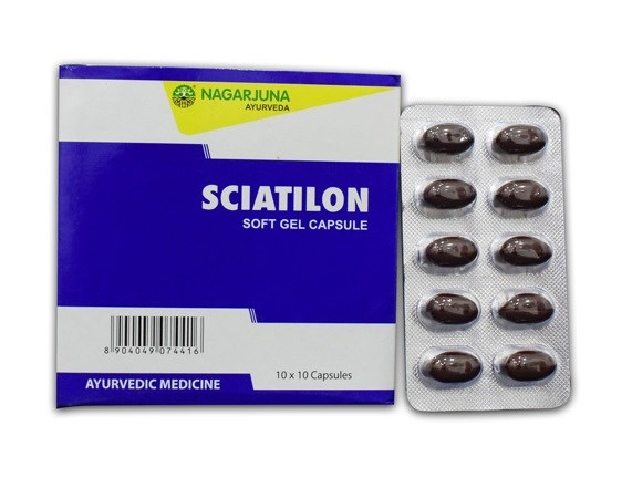 SCIATILON Soft Gel Capsule, Nagarjuna (СЦИАТИЛОН, для лечения остеохондроза, радикулита, болей в спине, Нагарджуна), 100 капс.