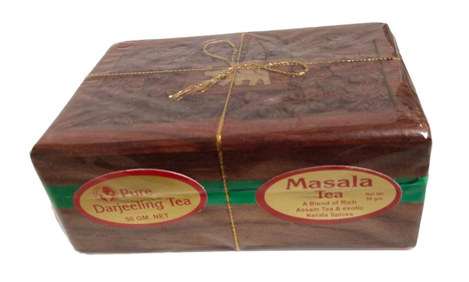Pure DARJEELING Tea + MASALA Tea (Подарочный набор чая ДАРДЖИЛИНГ + МАСАЛА в деревянной коробке), 2x50 г.