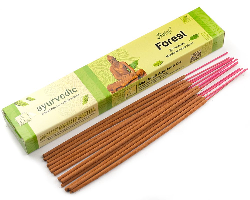 Ayurvedic FOREST Premium Masala Incense Sticks, Balaji (ЛЕС премиальные масала благовония, Баладжи), уп. 15 г.