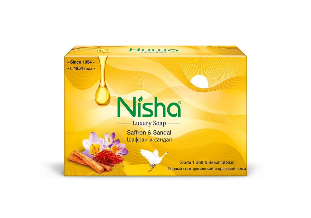 SAFFRON & SANDAL Luxury Soap, Nisha (ШАФРАН И САНДАЛ лакшери мыло, Ниша), 100 г.