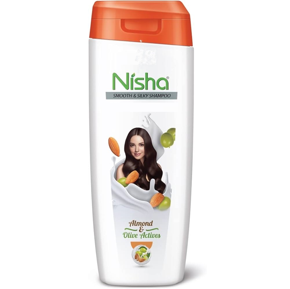 Smooth & Silky Shampoo ALMOND & OLIVE ACTIVES, Nisha (Шампунь для гладкости и шелковистости волос МИНДАЛЬ И ОЛИВКА, Ниша), 180 мл.