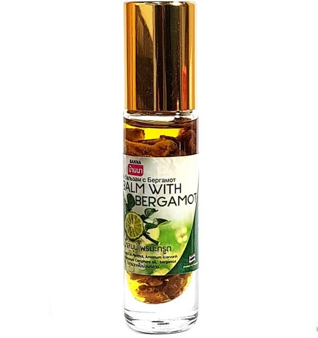Oil Balm With Herb BERGAMOT, Banna (Жидкий бальзам на виски БЕРГАМОТ, от тошноты и головной боли, Банна), 10 г.