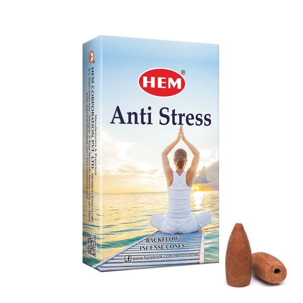 ANTI STRESS Backflow Incense Cones, Hem (АНТИ СТРЕСС благовония пуля стелющийся дым, Хем), уп. 10 конусов.