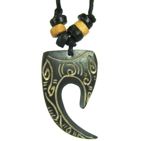 Подвеска из Кости ЗУБ IN0350-05, на шнурке (размер подвески 3,8*2,4 см.), 1 шт.