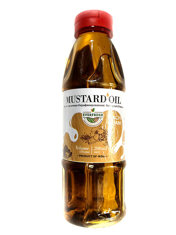 MUSTARD OIL, Everfresh (Масло ГОРЧИЧНОЕ нерафинированное холодного отжима, Эверфреш), 200 мл.